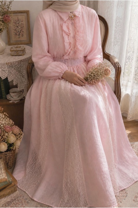 Broşlu Elegant Takım Pembe