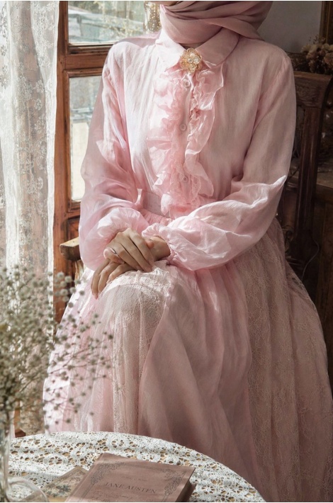 Broşlu Elegant Takım Pembe