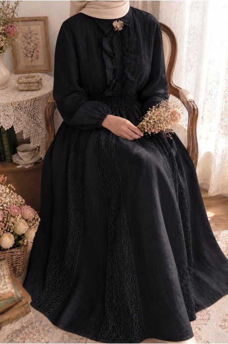 Broşlu Elegant Takım Siyah