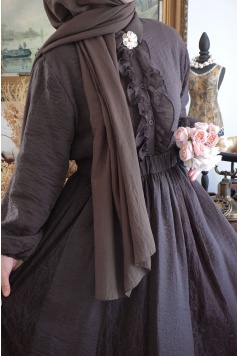 Broşlu Elegant Takım Kahverengi