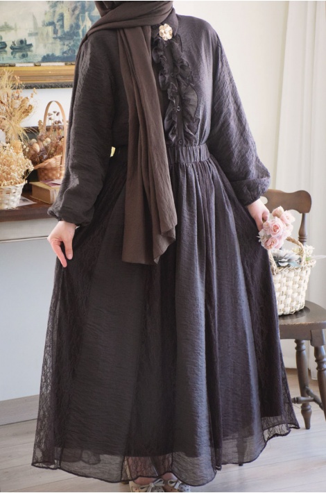 Broşlu Elegant Takım Kahverengi