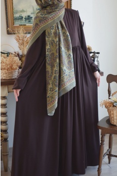 Robalı Model Fermuarlı Ferace Kahverengi