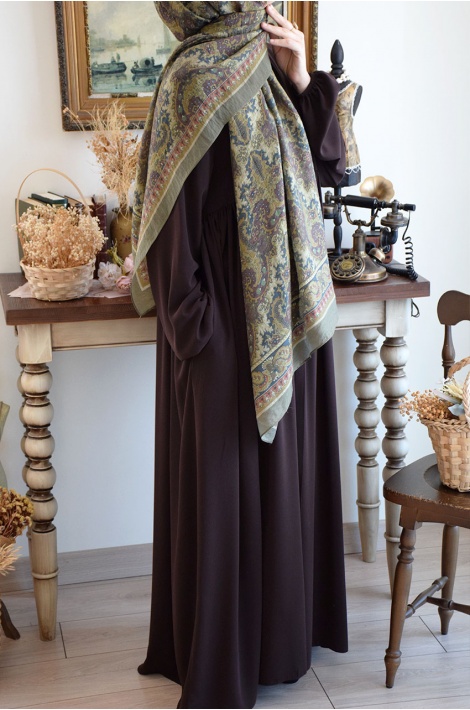 Robalı Model Fermuarlı Ferace Kahverengi