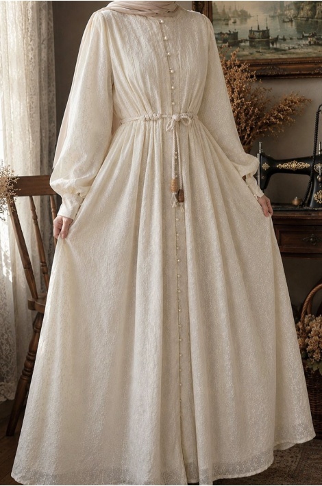 Fisto Elbise Ekru