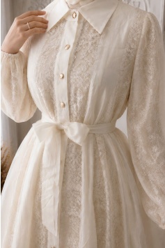 Dantel Şeritli Zarif Model Elbise