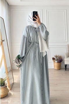 Düğmeli Hijab Elbise Soft Mavi