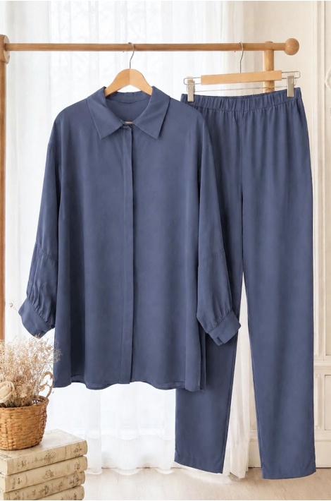 Basic Pantolon-Gömlek Takım İndigo