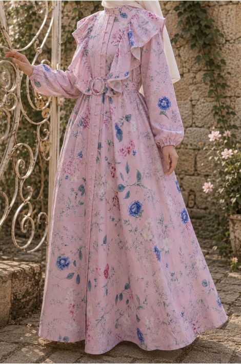 Zarif Çiçekli Lady Elbise