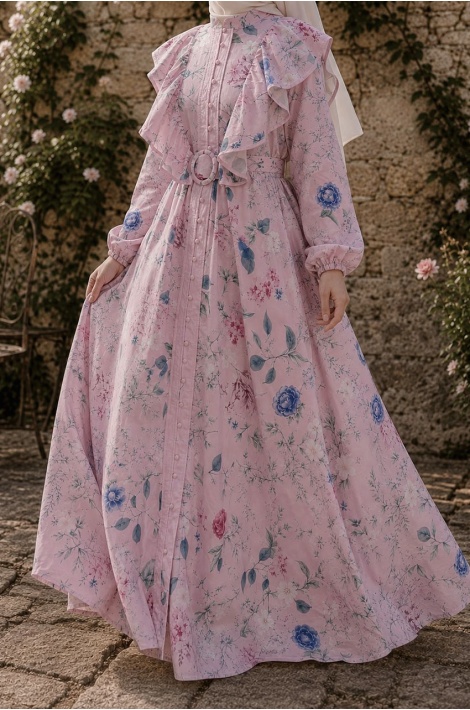 Zarif Çiçekli Lady Elbise
