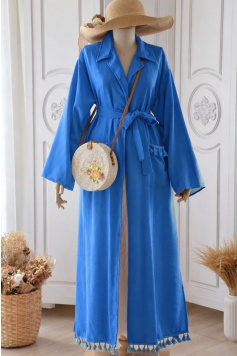 Püstül Detaylı Kimono Mavi
