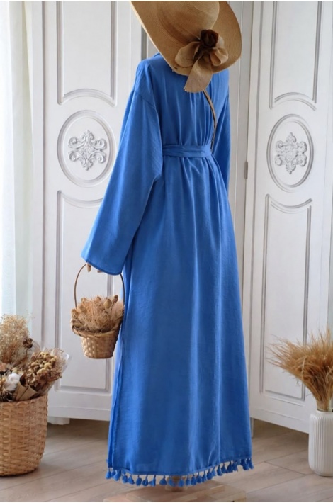 Püstül Detaylı Kimono Mavi