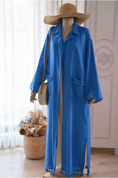 Püstül Detaylı Kimono Mavi
