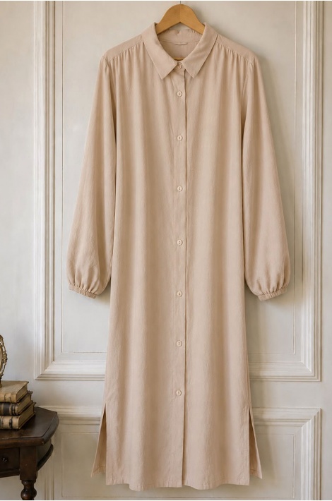 Düğmeli Tunik Bej