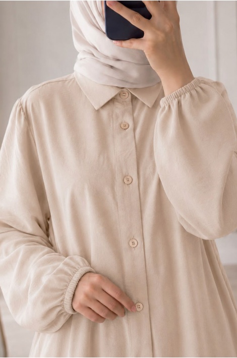 Düğmeli Tunik Bej