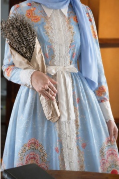 Edalı Elbise Mavi