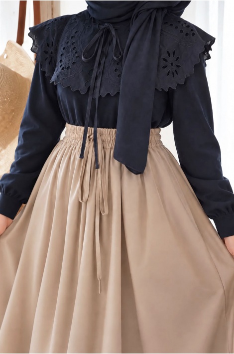 Yakalı Model Romantik Sweatshirt Lacivert